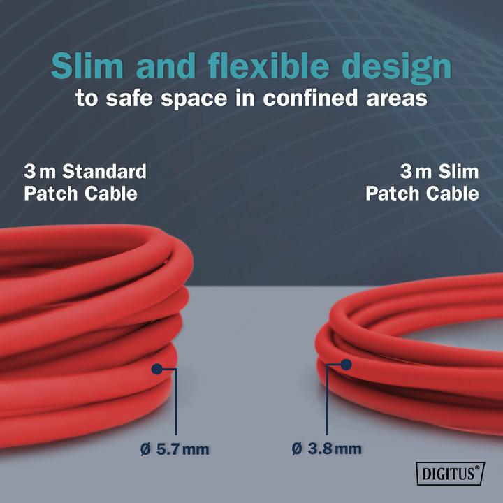 Actual product image Digitus CAT 6A class Ea, F/FTP, twisted pair patch cable, Cu, LSZH, AWG 32/7, length: 1 m, red (F/FTP, CAT6a, 1 m)