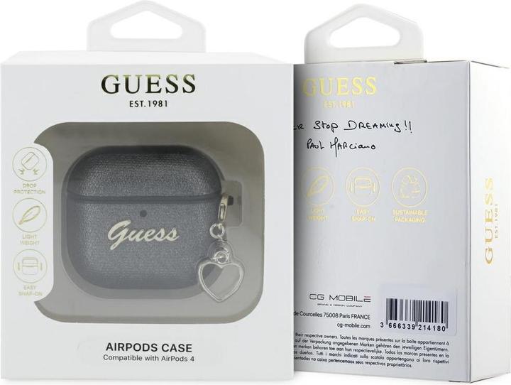 Actual product image Guess Metallic Script Charm Case for AirPods 4 - Black