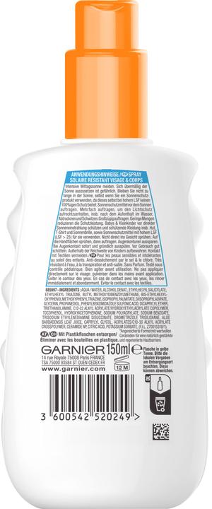 Image du produit Garnier Ambre Solaire Sensitive Kids (Spray solaire, SPF 50+, 150 ml, 280 g)