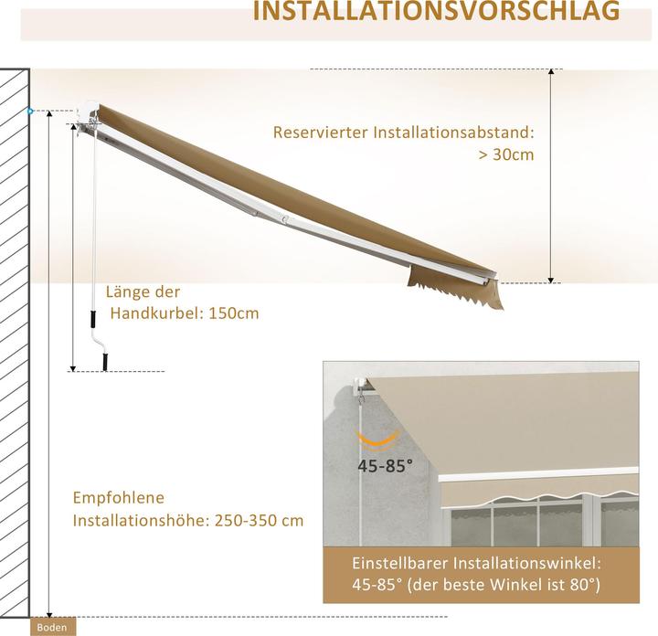 Produktbild Outsunny Gelenkmarkise mit Handkurbel (2.45 m)