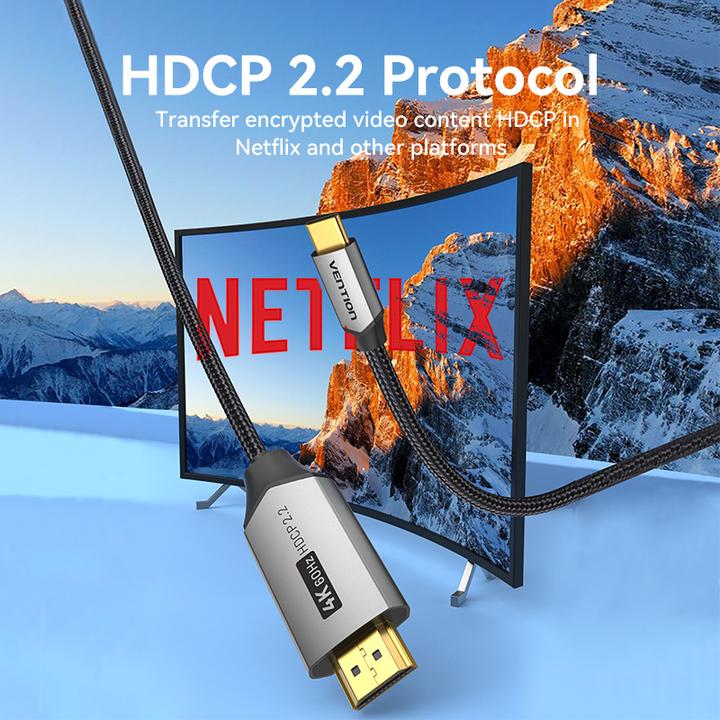 Actual product image Vention USB-C to HDMI Cable 2m CRBBH (Black) (2 m, HDMI)