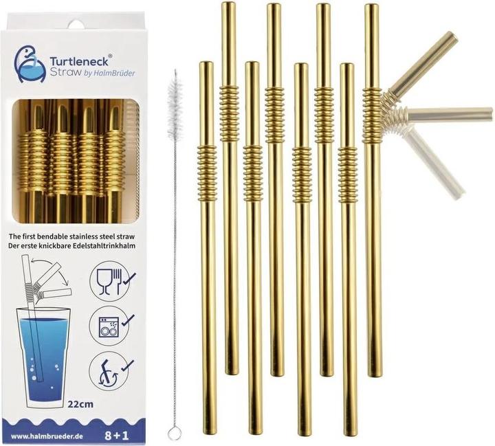 Turtleneck Straw Pailles flexibles en acier inoxydable (8 x)
