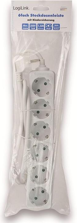 Produktbild LogiLink Steckdosenleiste (6 x, CEE 7/3, 1.50 m)