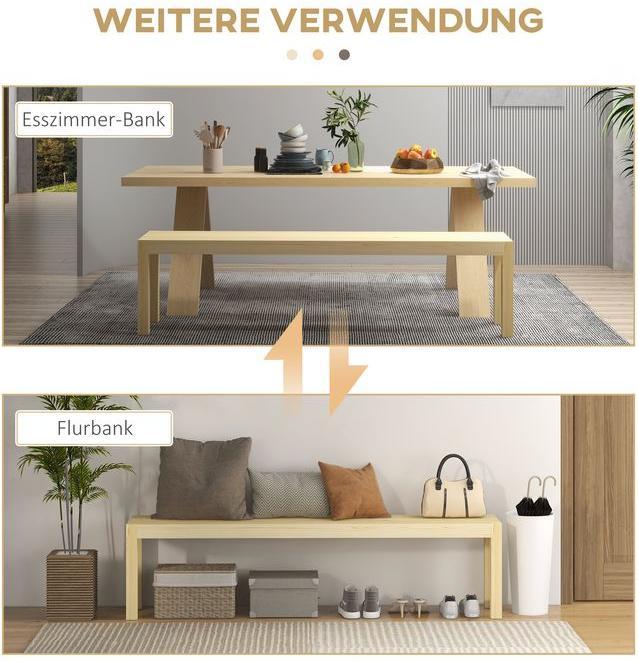 Produktbild Swisshandel24 Sitzbank 3-Sitzer Holzbank Landhaus-Stil, Küchenbank, bis 330kg, Kiefer, Natur (33 cm)