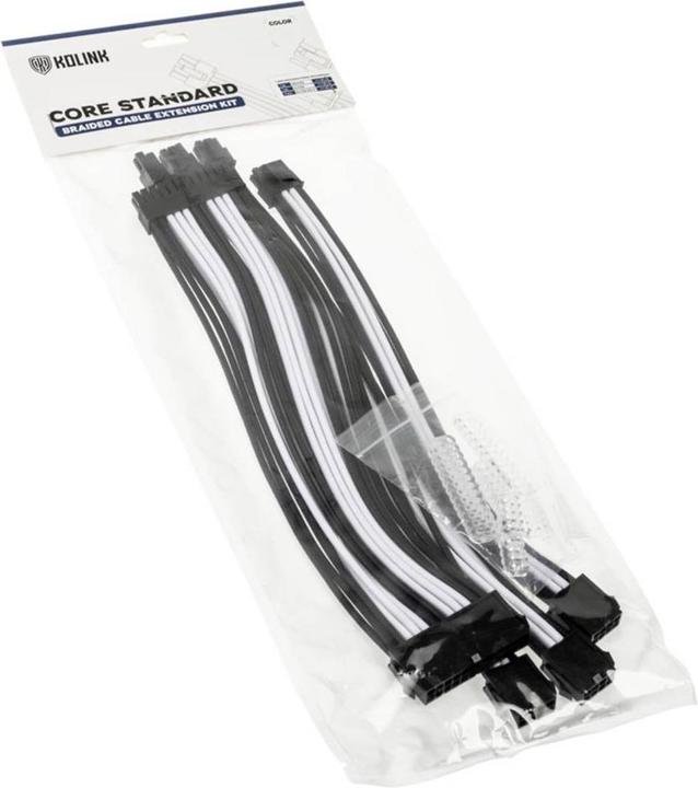 Image du produit Kolink Core Standard Braided Cable Extension Kit - Noir Jet/Blanc Brillant (0.35 m)