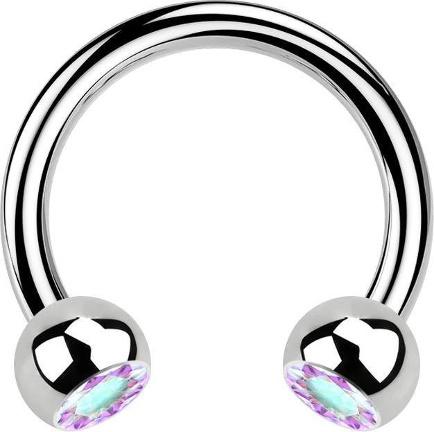 Produktbild Star Piercing Circular Barbell silber mit zwei Kugeln Kristall multicolor (ohne Messing, Chirurgenstahl 316L)