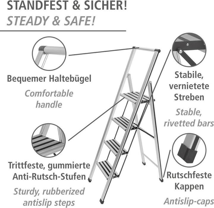 Produktbild Wenko Haushaltsleiter (Trittleiter, 144 cm)