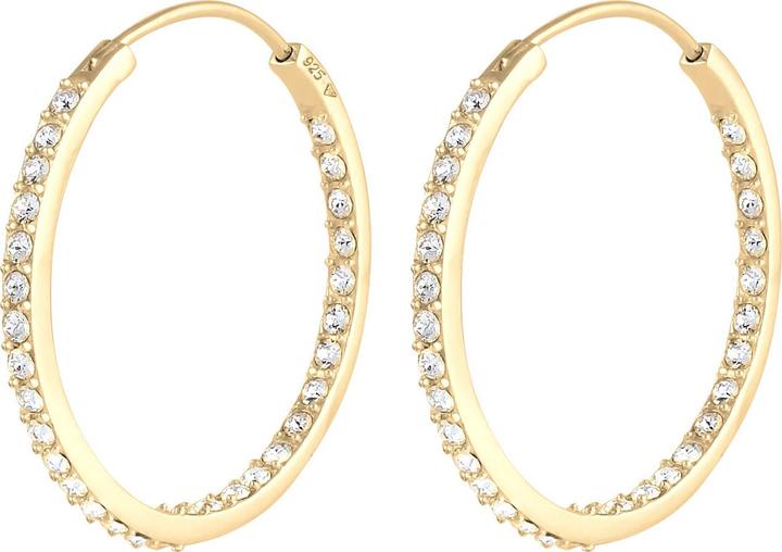 Elli Ohrringe Creolen Kristalle Basic vergoldet (925 Sterling Silber vergoldet, Glaskristall)