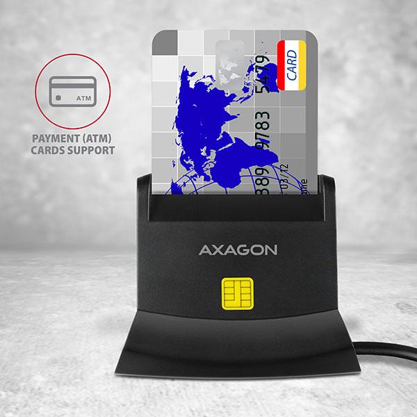 Produktbild Axagon CRE-SM2 USB Smart Card und SD/microSD/SIM Card Reader - USB 2.0 (USB 2.0)