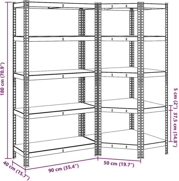 Produktbild VidaXL Regal-Set 5 Böden 2-tlg. Blau Stahl & Holzwerkstoff Garagenregal
