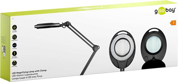 Image du produit Goobay Lampe loupe à pince à LED, 8 W, noire (650 lm)