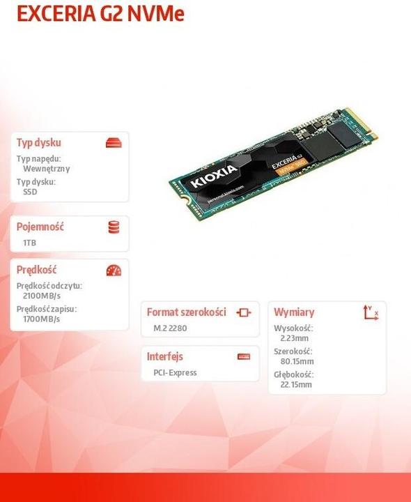 Produktbild Kioxia Exceria G2 (1000 GB, M.2 2280)