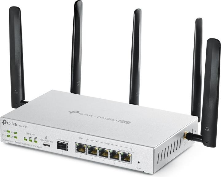 Produktbild TP-Link Omada Pro G36W-4G, Wi-Fi 6 (802.11ax), Dual-Band (2,4 GHz/5 GHz), Ethernet/LAN, 4G, Weiss, Ta