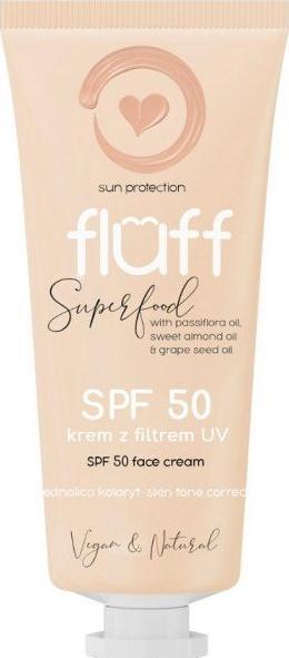 Actual product image Fluff FLUFF Super Food Face Cream SPF50 krem wyrównujący koloryt skóry 50ml (50 ml, Face toner, SPF 50)