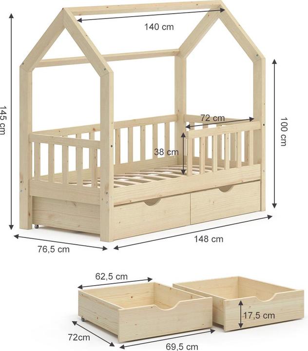 Produktbild VitaliSpa Hausbett Wiki (70 x 140 cm)