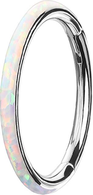 Produktbild Star Piercing Segmentring klappbar silber seitlich Opal streifen weiss (Chirurgenstahl 316L, ohne Messing)