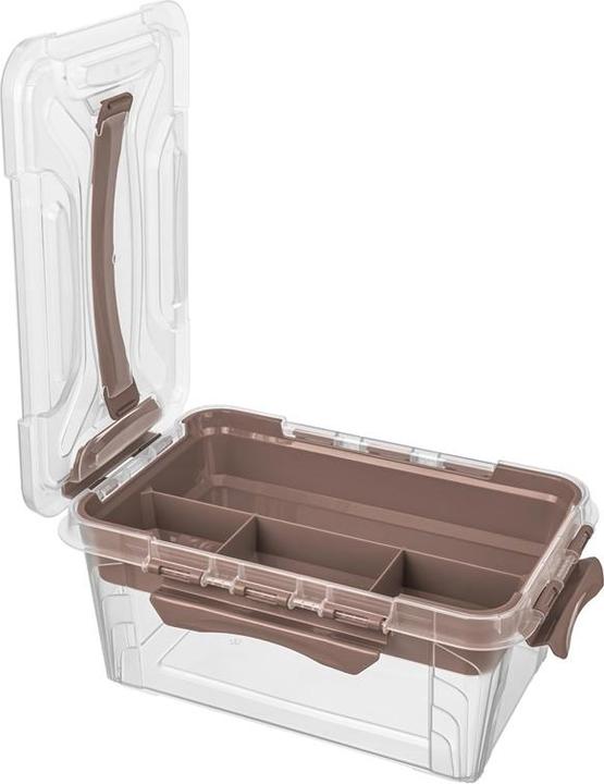 Produktbild keeeper Aufbewahrungsbox "hubert & hilda, mit Einsatz, 4,2 L Box: transparent / Details und Einsatz: taup... (4.20 l)