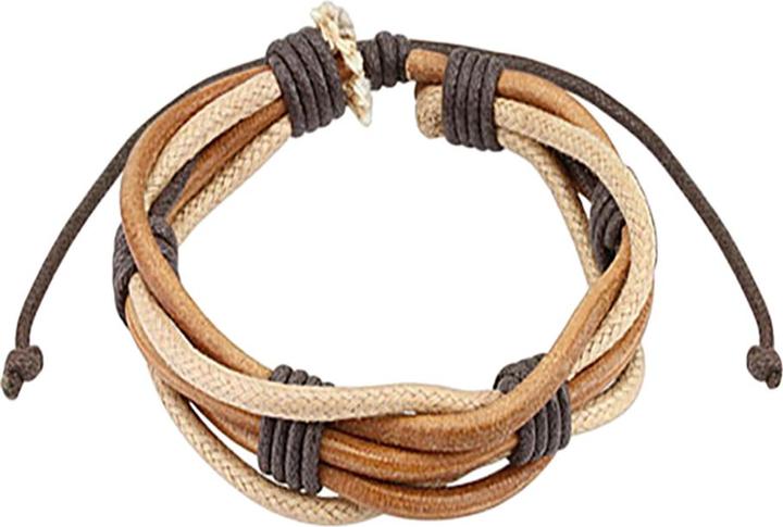 Star Piercing Lederarmband braun mit Korderln (Leder, ohne Messing)