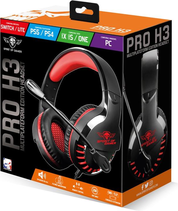 Produktbild Spirit Of Gamer Casque Micro Gamer Filaire Pro-H3 (Noir/Rouge) (Kabelgebunden)