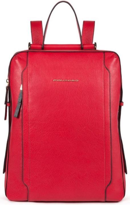 Actual product image Piquadro Zaino, Leather, Leather Backpack, Red, With Double Notebook And I