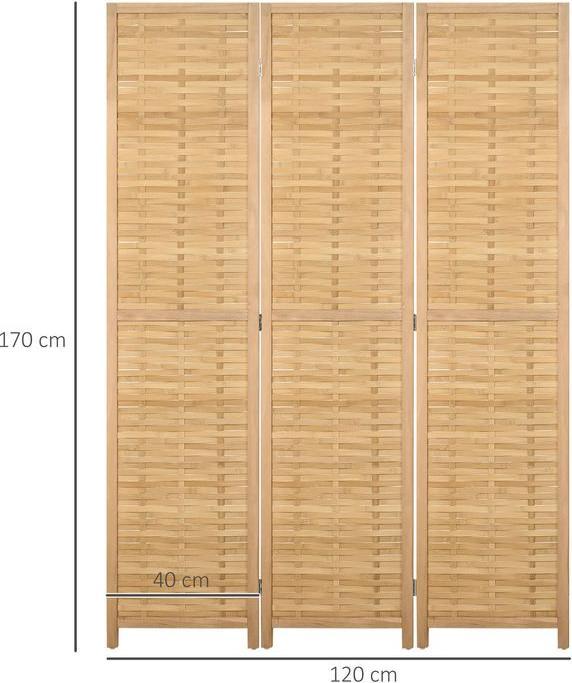 Produktbild Swisshandel24 Paravent 3-teiliger Raumteiler 120 x 170 cm Trennwand Faltbarer Sichtschutz Raumtrenner aus Bambus S