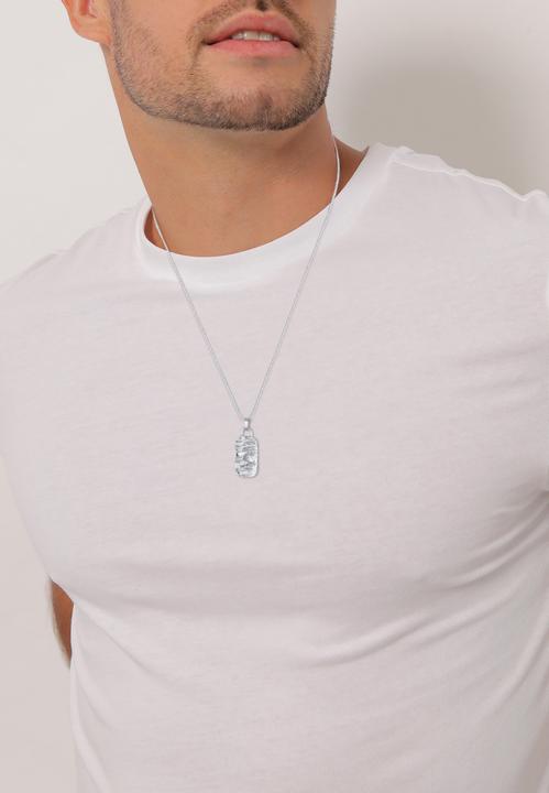 Immagine prodotto Kuzzoi Marchio Collana Piastra Militare Martellata Argento 925 (Argento 925, 55 cm)