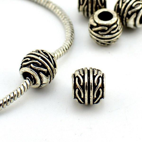 Hermex Mystische Muster Bead Perle - Silbrig (Zinklegierung)
