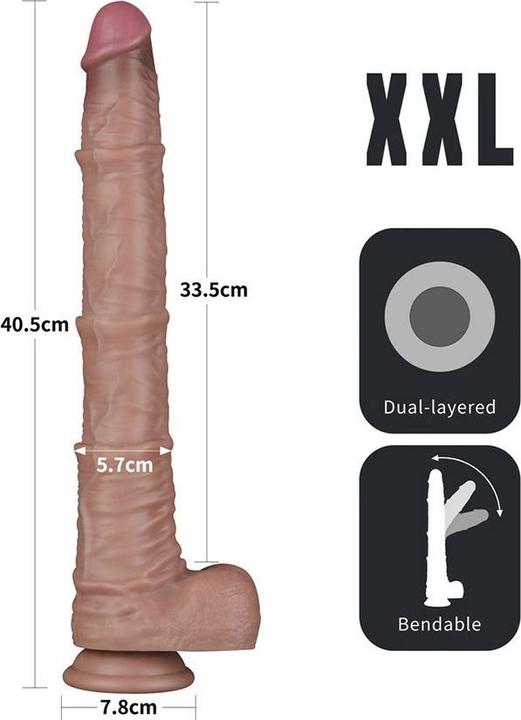 Actual product image Lovetoy Nature Cock 16" Dual Laye Bendable Cock XXL