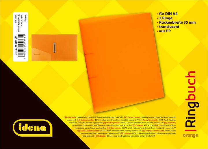 Actual product image Idena Ring binder A4 PP orange 35mm 2 rings (A4, 35 mm, 1 Piece)