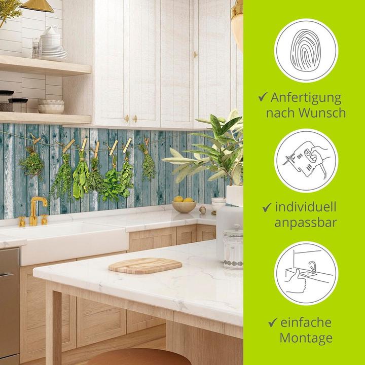 Actual product image Artland Aluminium kitchen splashback herbs with wood look