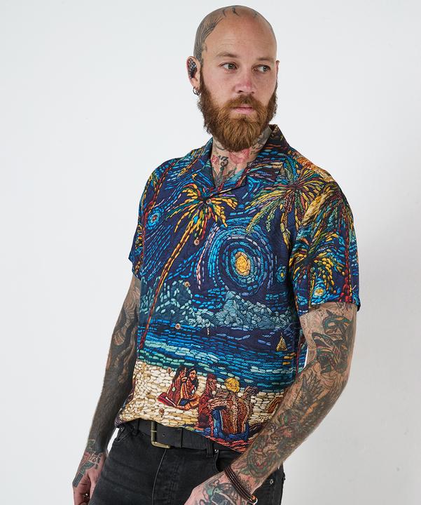 Actual product image Joe Browns Beach Mosaic Print Revere Collar Shirt (S)