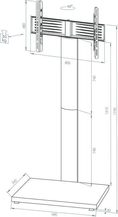 Immagine prodotto VCM Porta TV Onu laccato nero/bianco (174 x 68 x 60 cm)