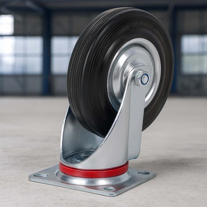 Produktbild Wiltec Lenkrollen Set 4x Vollgummirad 100mm Transportrolle 70kg Metallfelge Möbelrollen