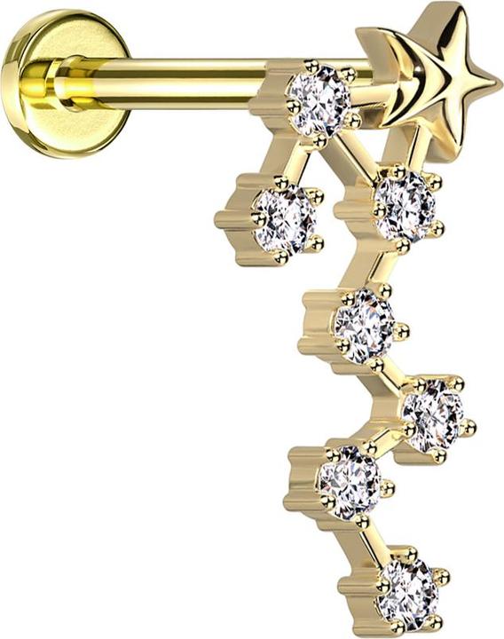 Immagine prodotto Star Piercing Micro Labret Filo interno placcato oro Segno zodiacale Scorpione con cristalli (Acciaio chirurgico 316L, Ottone)