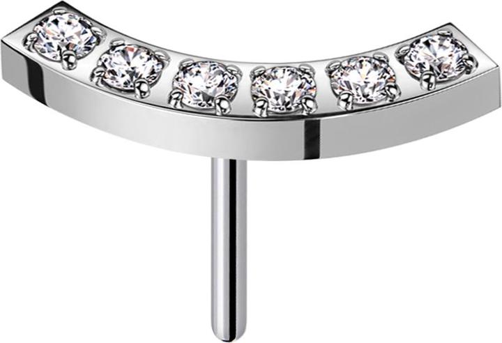 Immagine prodotto Star Piercing Argento senza fili curvo sei cristalli argento (Acciaio chirurgico 316L, senza ottone)