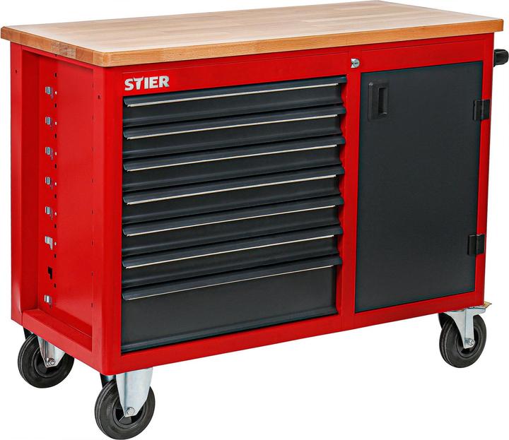 Stier Banco da lavoro mobile con 7 cassetti e 1 sportello (112 cm, 112 cm)