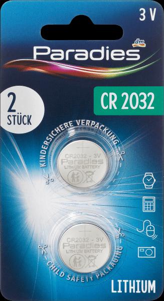 Produktbild Paradies Knopfzelle CR 2032 (2 Stk., CR2032)