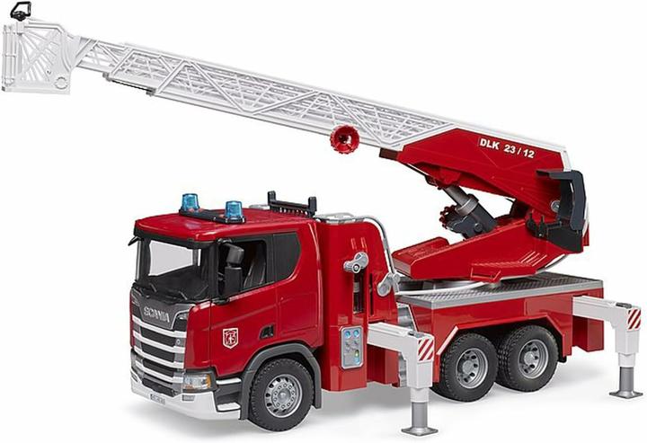 Bruder Scania Super 560R Feuerwehr mit Drehleiter, Wasserpumpe, L+S Modul