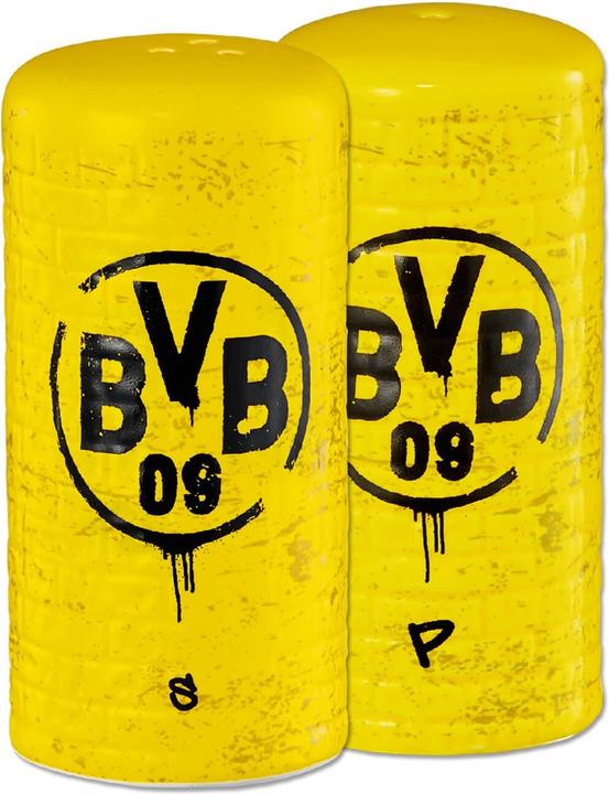 Actual product image Borussia Dortmund BVB 19702900 - BVB salt and pepper shaker yellow wall, set of 2 (Pepper, Salt)