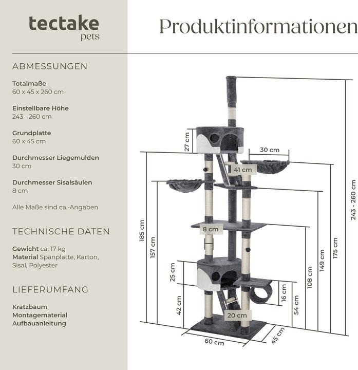 Immagine prodotto tectake Hansi (260 cm, Grigio/bianco)