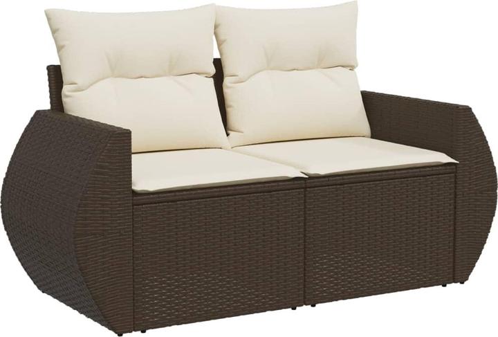 Produktbild VidaXL Gartensofa mit Kissen 2-Sitzer Outdoor Sofa Gartenstuhl Braun Poly Rattan