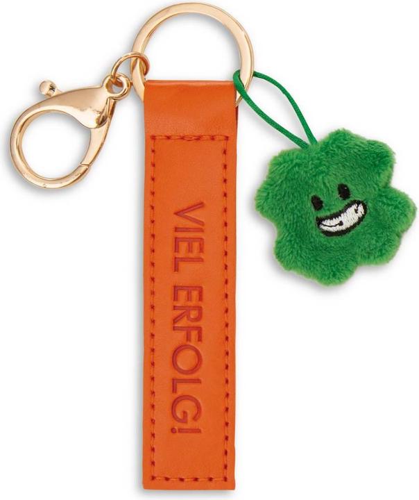 Actual product image Magni NICI Schlüsselanhänger Viel Erfolg! Kunstlederband mit Kleeblatt orange 10cm