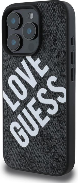 Actual product image Guess PU Leather 4G Big Love Logo MagSafe Case for iPhone 16 Pro Black (Apple iPhone 16 Pro)