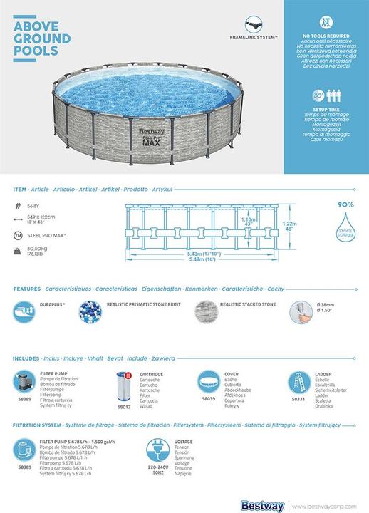 Actual product image Bestway Steel Pro Max Pool Set (Ø 549 x 122 cm)