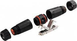 Produktbild Tuk Steckverbinder, Schwarz / Orange, CAT6a, RJ45-Buchse - RJ45-Buchse