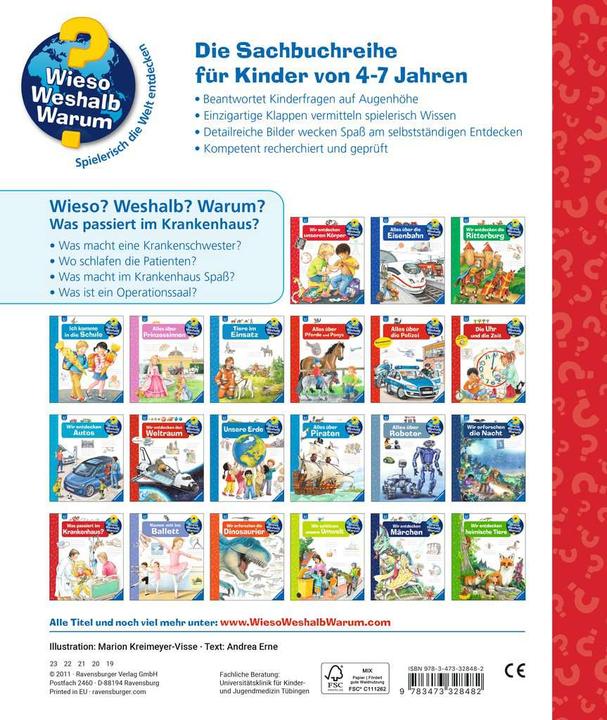 Actual product image Ravensburger Was passiert im Krankenhaus? (German, Andrea Erne, Marion Kreimeyer-Visse, 2015)