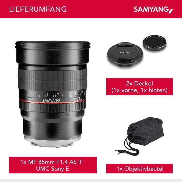 Produktbild Samyang 85mm f/1.4 AS IF UMC - Sony E (Sony E, Vollformat)