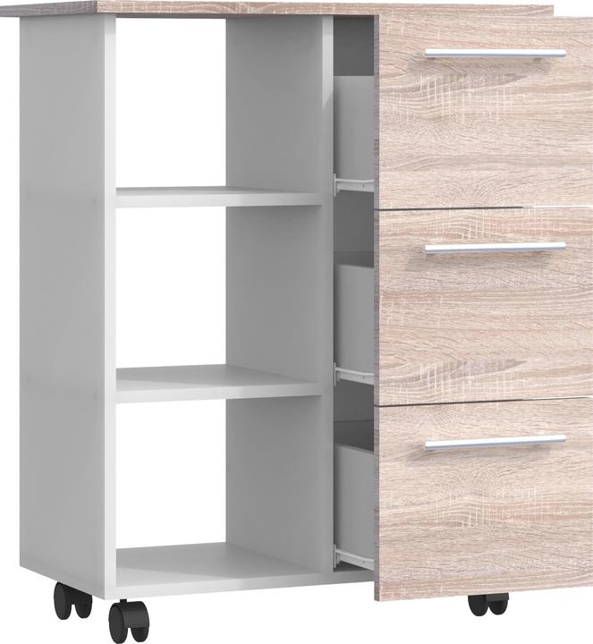 Immagine prodotto VCM Carrello da cucina in legno Carrello portavivande Scaffale Rotelle rotanti Cassetto Esilo