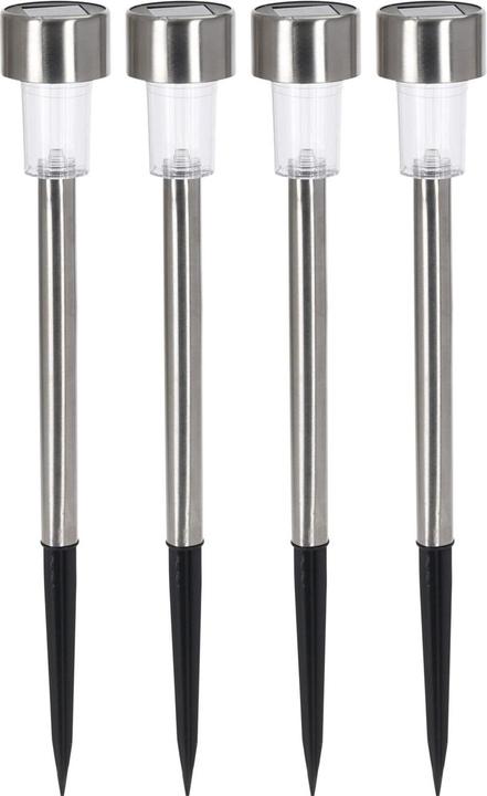 Produktbild ProGarden 4er-Set Solar Gartenlampe aus Edelstahl, mit Erdspiess, 36,5 cm