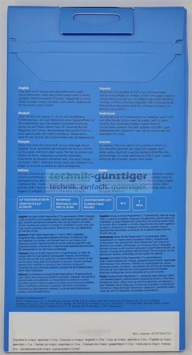 Immagine prodotto Amazon Kindle Paperwhite 11a generazione (6.80", 8 GB, Nero)